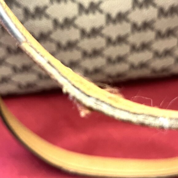 Michael Kors Dee Dee Brown And Creme Coated Canvas Leather Trim Bag - Picture 12 of 16